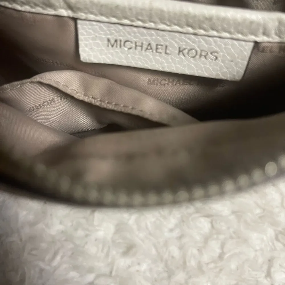Michael Kors leather off White Floral  appliqué Crossbody Bag.